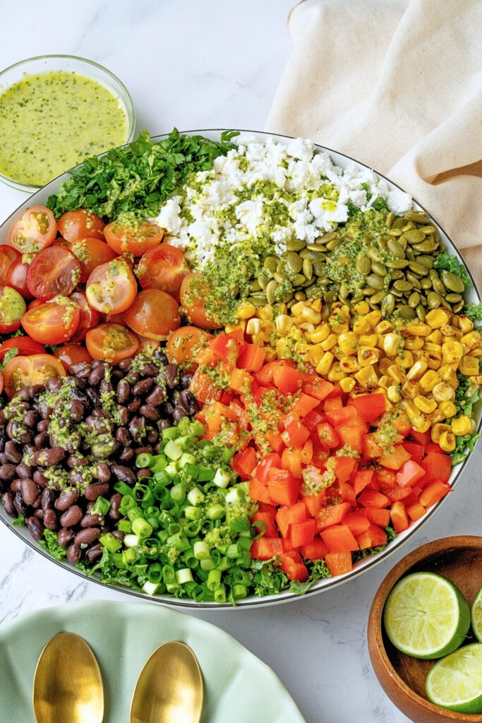 mexican kale quinoa salad cilantro lime dressing