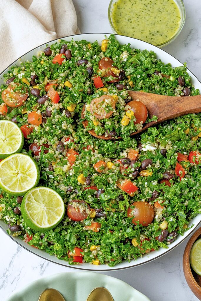 mexican kale quinoa salad cilantro lime dressing