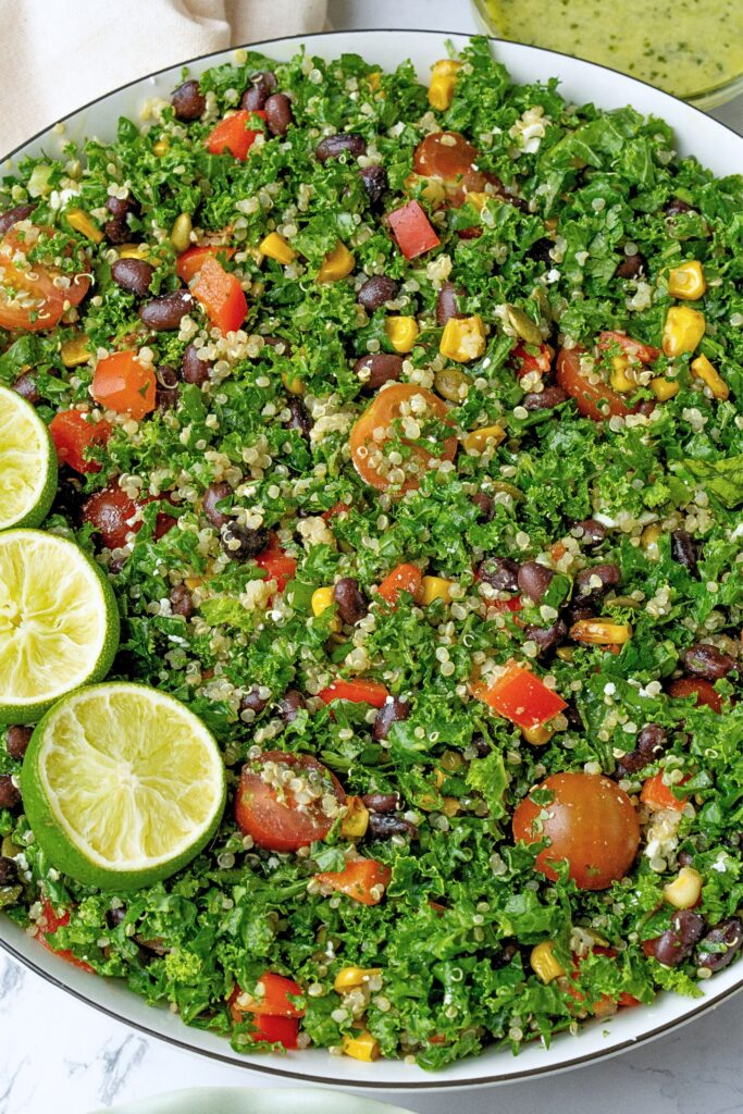 mexican kale quinoa salad cilantro lime dressing