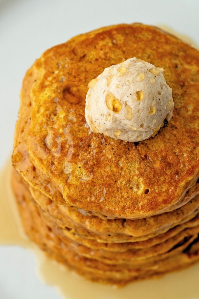 pumpkin pancakes with cinnamon butter