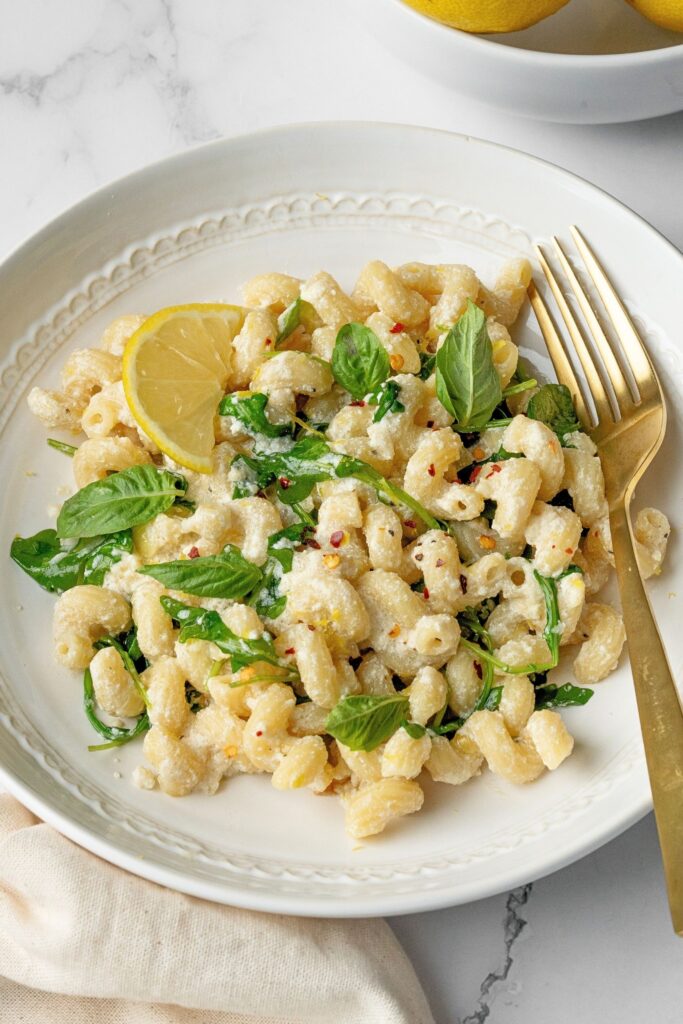 lemon ricotta pasta with arugula