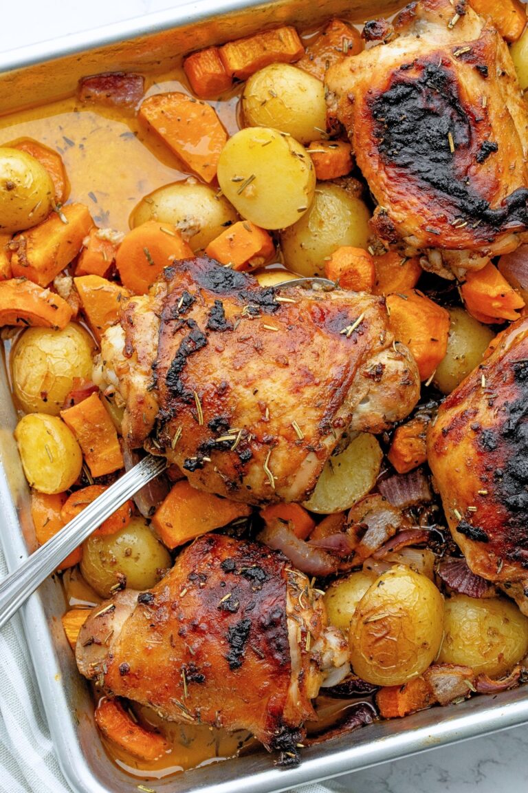 sheet pan chicken with potatoes and carrots