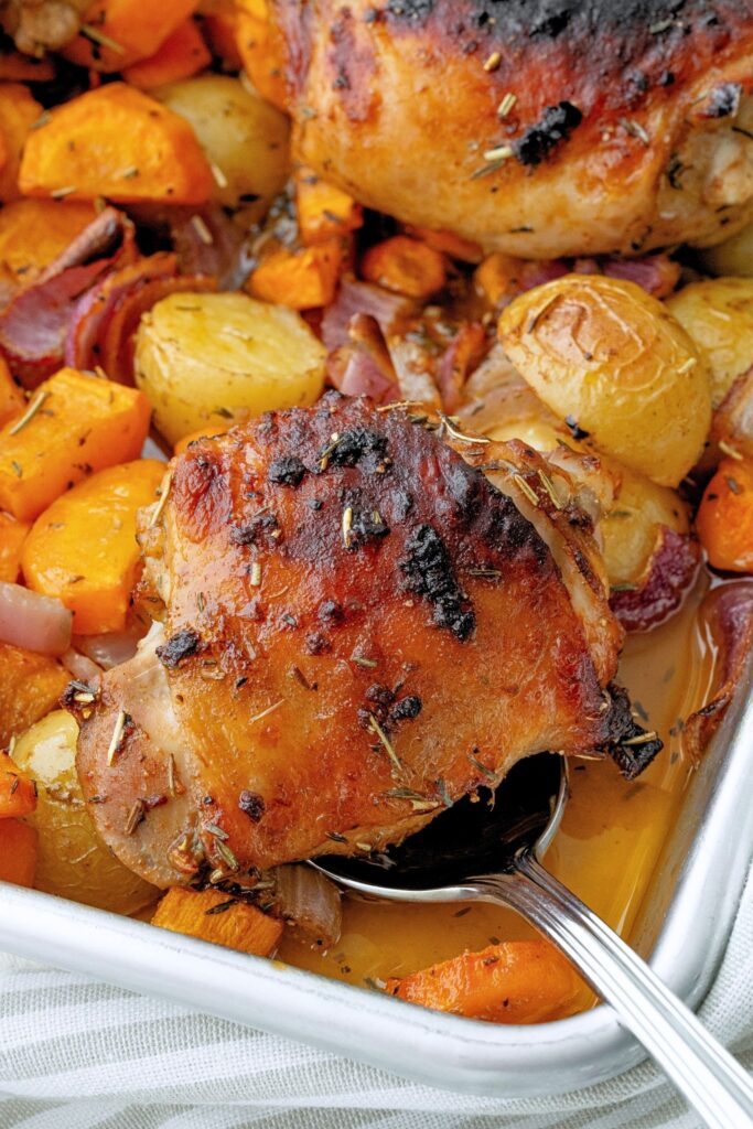 sheet pan chicken with potatoes and carrots